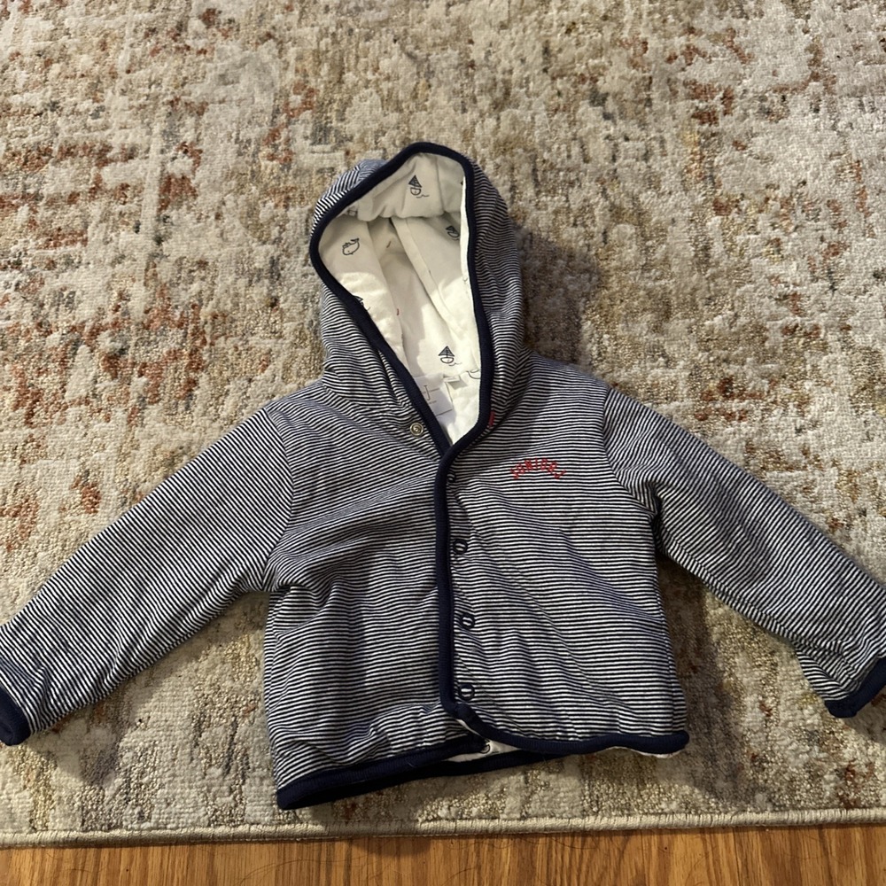 JASPER CONRAN Baby Boys Hooded Cardigan Sweater 3-6 Months Navy Blue AL70